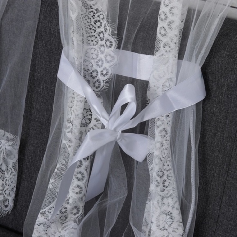 Sheer white Lace Sexy Robe with belt - Picture 4 of 8